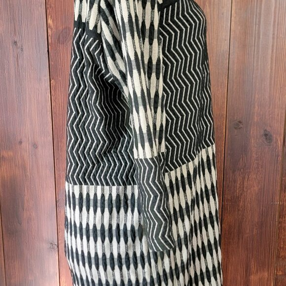 Anthropologie Uncle Frank L Black Tan Chevron Retro Mod Shift Dress 3/4 Sleeve - Picture 10 of 11